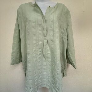Liz Claiborne Green Boxy Tunic with Mandarin collar